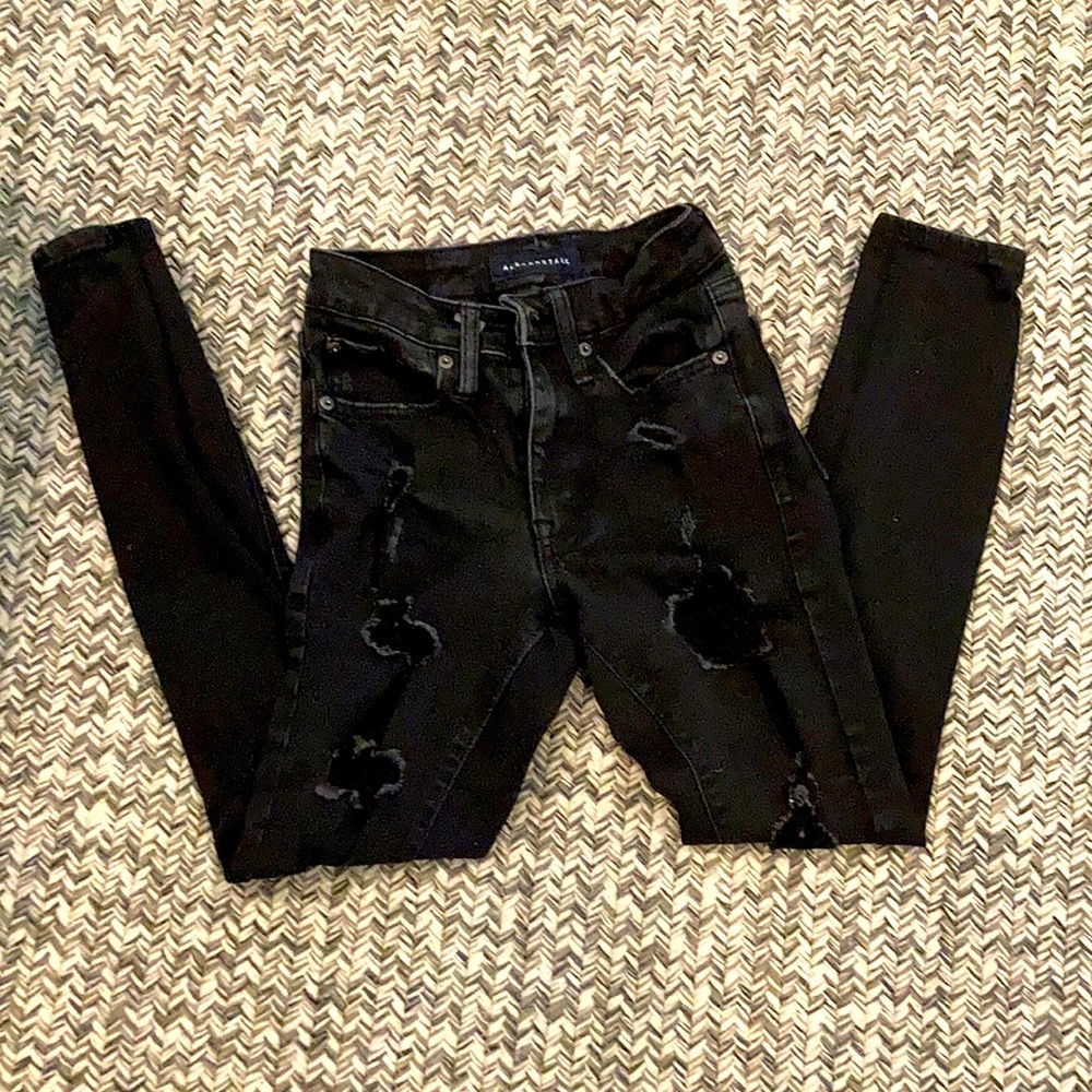Aeropostale Black High Waist Distressed Jeggings